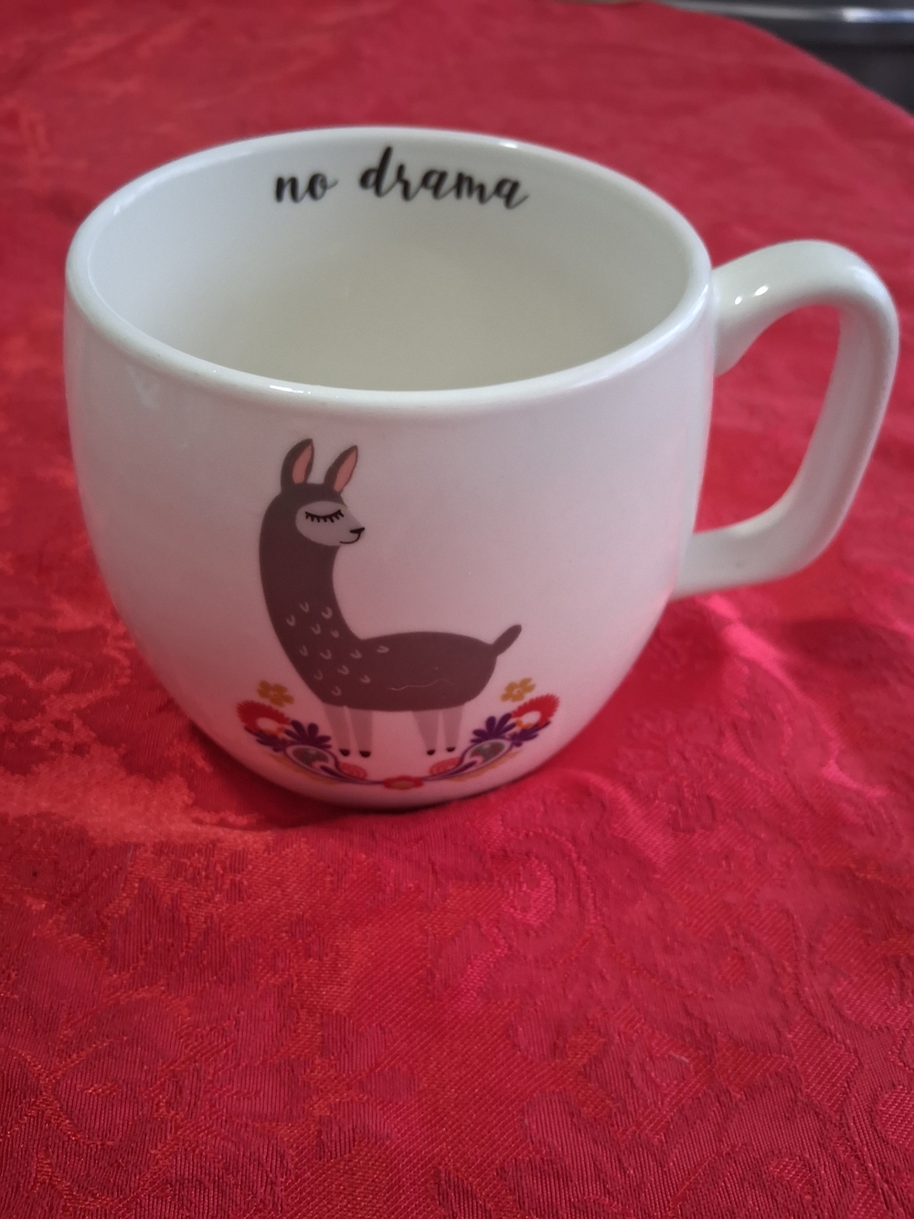 Opalhouse White Mug with Gray Llama and Floral Accent